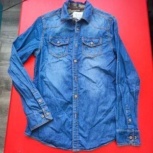 Warehouse One denim button down shirt men's size XS